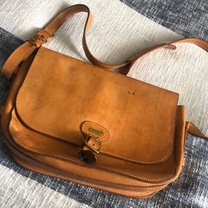 • BREE Vintage tan leather Laptop Messenger Bag •